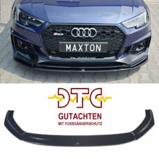Frontspoiler V2 Maxton Schwarz Glanz Gutachten Fussgängerschutz Audi RS4 B9 Frontlippe