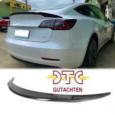 Heckspoiler V-Typ mit DTC CH-Gutachten Carbon Glanz Tesla Model 3 Tuning Hecklippe