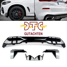 Diffusor + Flaps Schwarz Glanz Performance BMW X5 G05 M-Paket Heckdiffusor Front Splitter DTC-Gutachten
