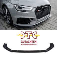 Frontspoiler FD1 Maxton Schwarz Glanz DTC Fussgängerschutz Audi RS3 8V Facelift Frontlippe