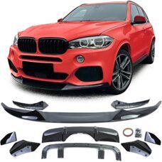 Front+Heck P-Typ Front+Heck Schwarz Glanz Performance Frontlippe Spoiler Diffusor BMW X5 F15 M-Paket