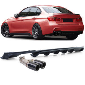 Heckdiffusor Schwarz Matt + Endrohr Doppelrohr Schwarz BMW F30 F31 316 318 320 Heckdiffusor Schwarz Matt + Endrohr Doppelrohr Schwarz BMW F30 F31 316 318 320