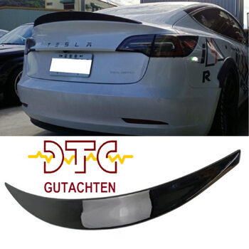 Heckspoiler P-Typ mit DTC Gutachten Schwarz Glanz Tesla Model 3 Performance Hecklippe